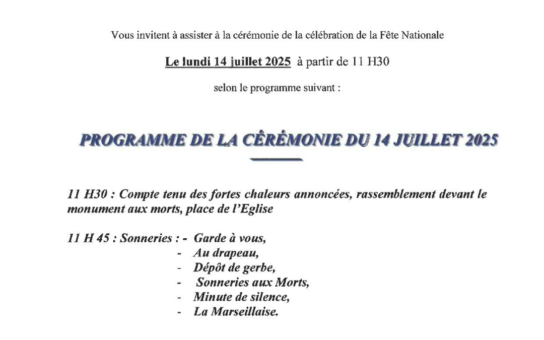 Cérémonie du 14 juillet 2025